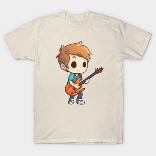 A boy playing his favourite guitar T-Shirt